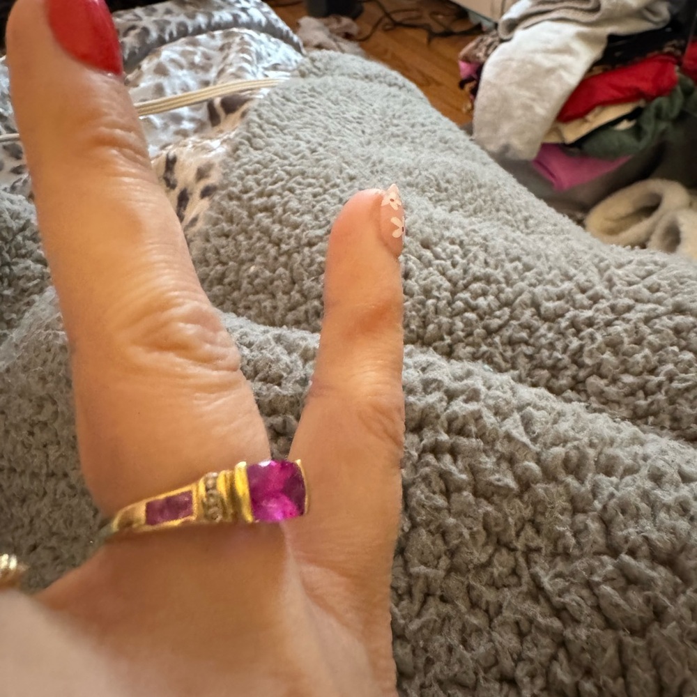 Gold Ring with Pink Gemstones